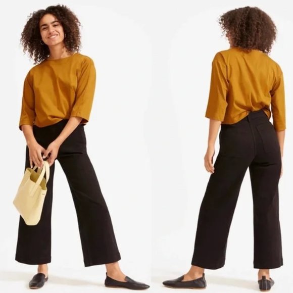 Everlane Pants - Everlane | The Wide Leg Crop Pant in Black | Size 6 Regular
